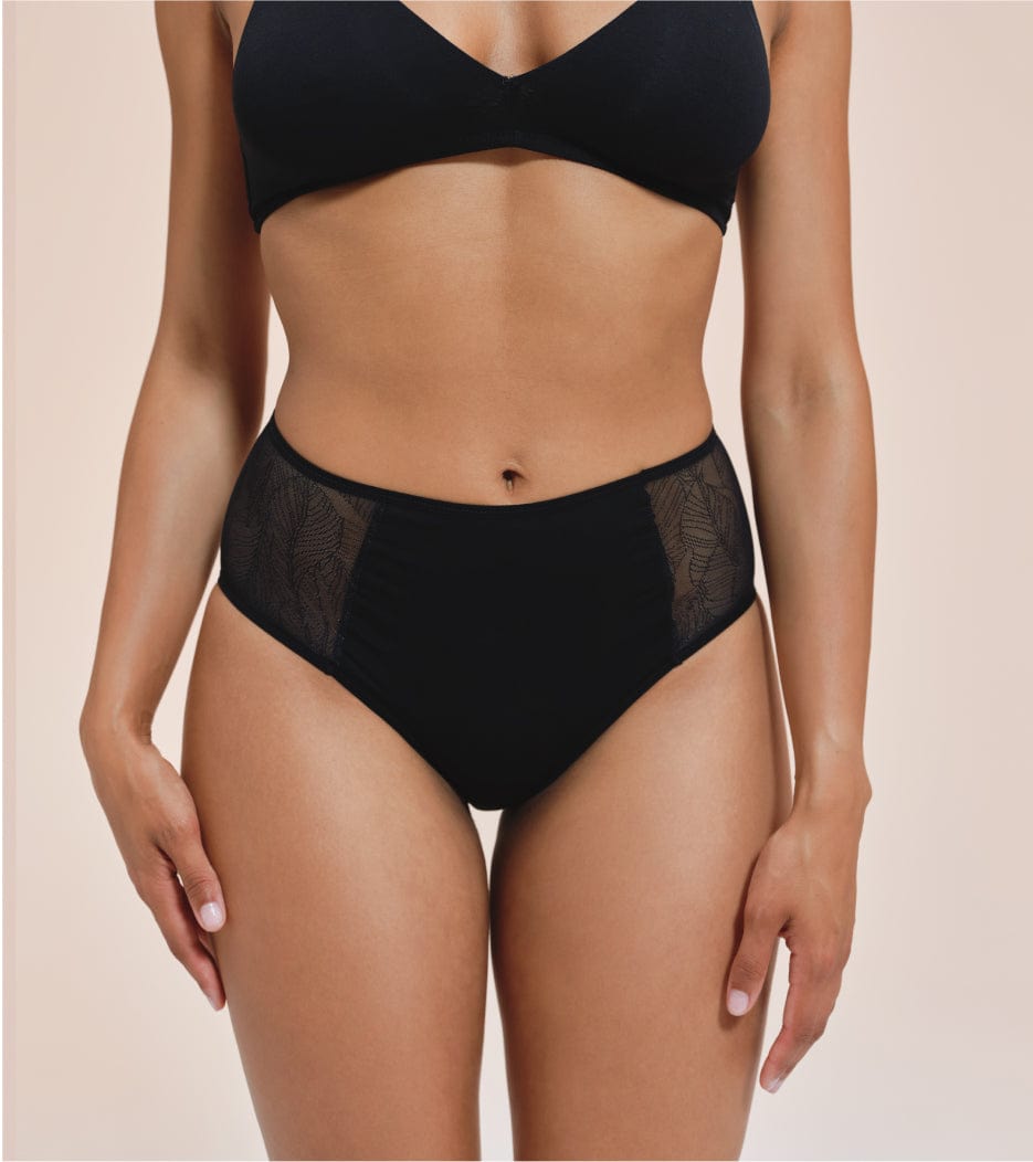 Krajka Vysoký pas - Recyklovaný nylon - Černá