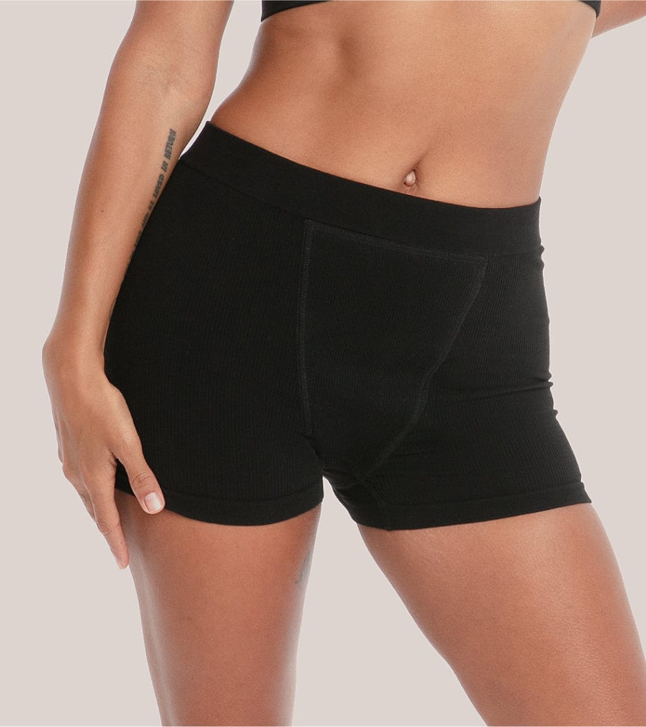 Bezešvé žebrované Boxer Short - Černá