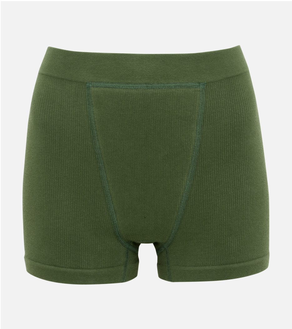 Bezešvé žebrované Boxer Short - Zelená